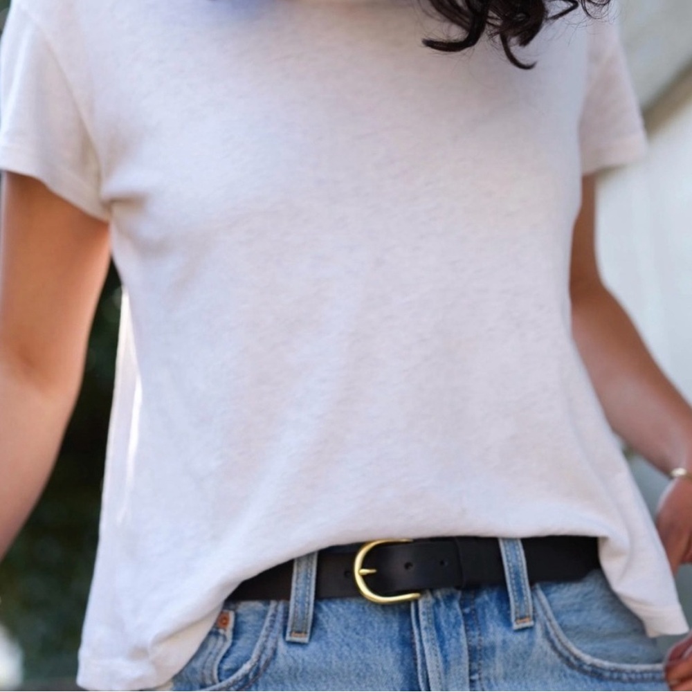 Nisolo Black Belt with Gold Buckle